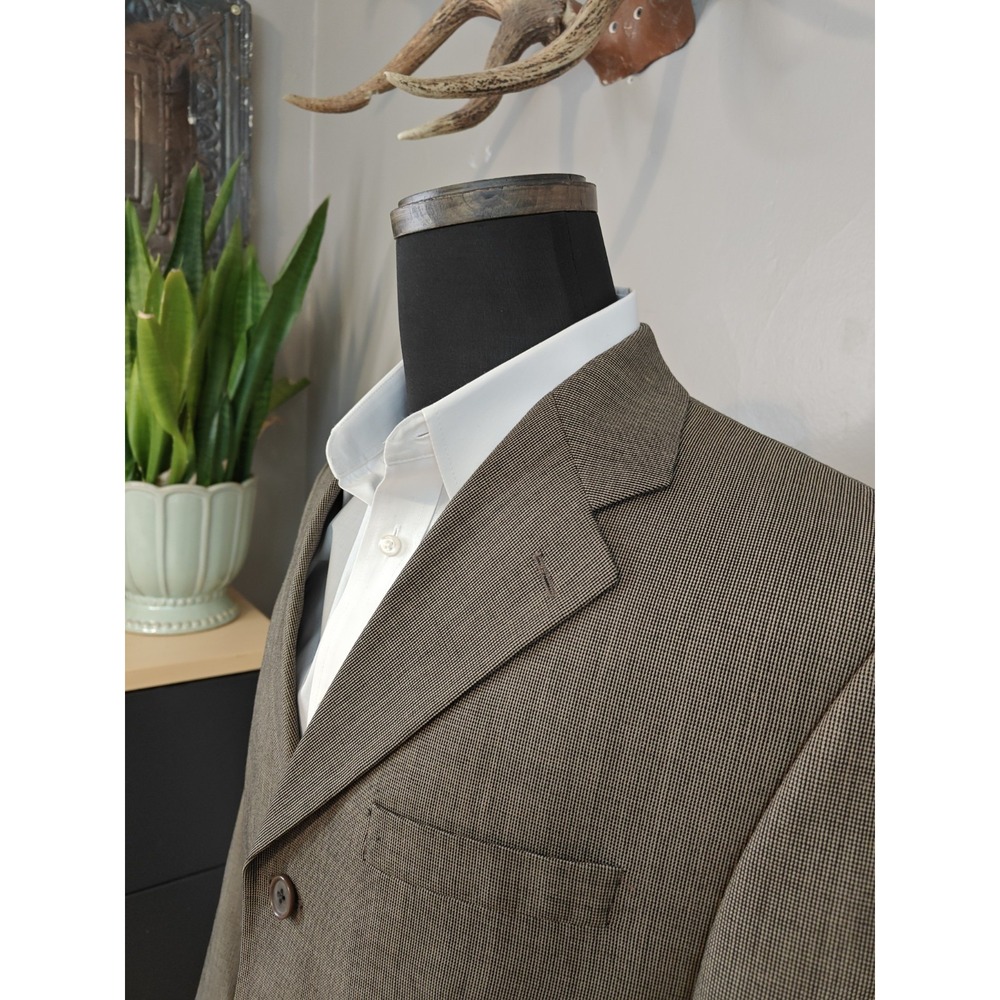 Bachrach Mens Sports Coat 40R Taupe Made in Canada 3 Button Wool Blazer